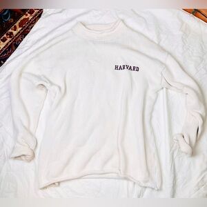 THE vintage oversize Rory Gilmore Girls Harvard white roll over hem knit sweater